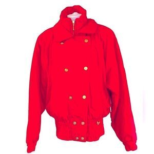 Vintage 90’s Fera Ski Jacket Bright Red Gold Button Detail Sz 16